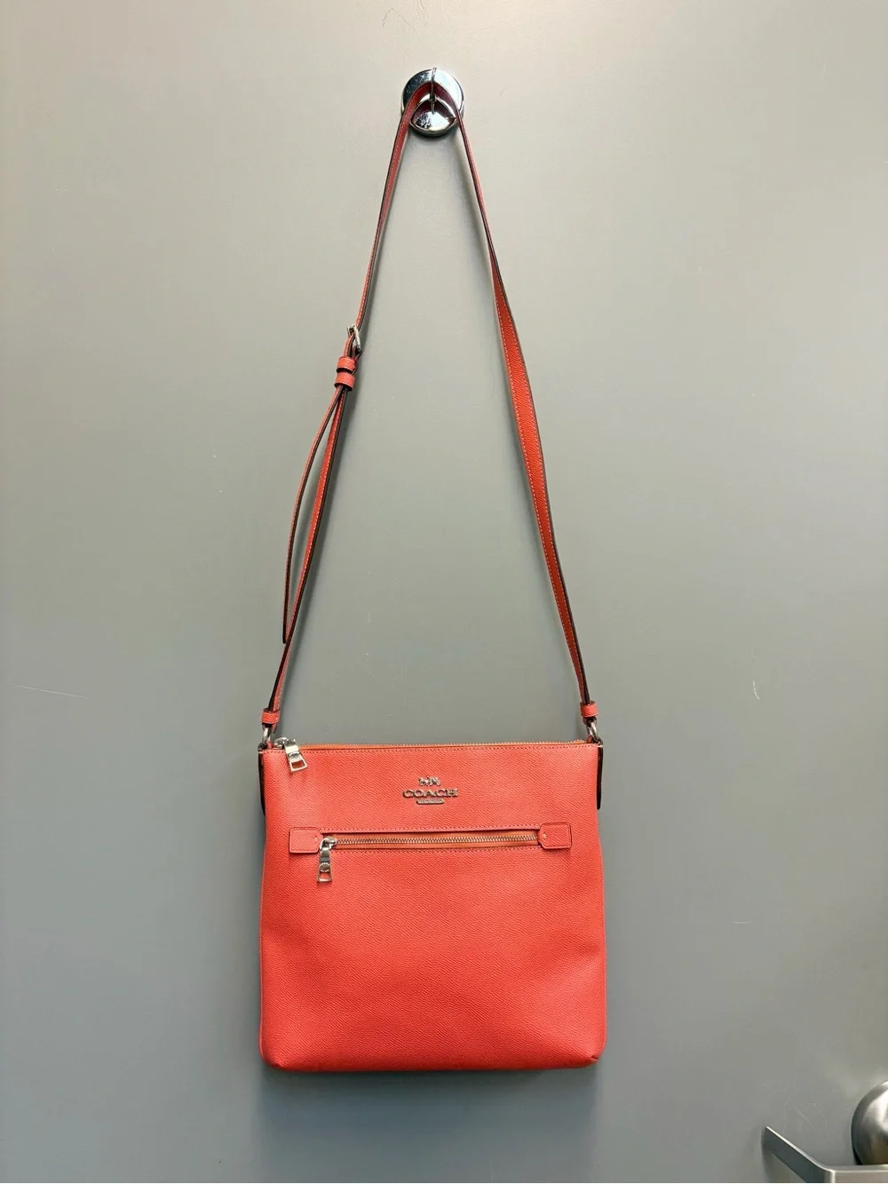 Coach Rowan File Crossbody Bag Strawberry Haze Leather Silver F29246